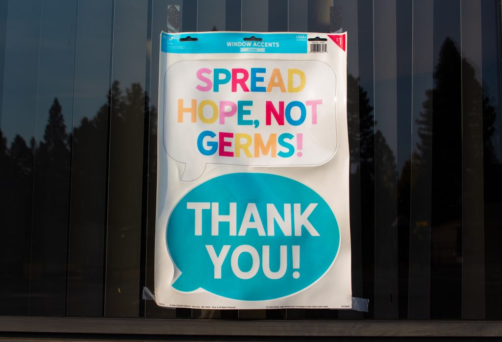 "Spread hope, not germs! Thank you!"