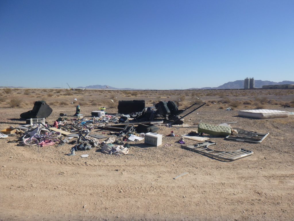 A large pile at an illegal dump site in Las Vegas Nevada.