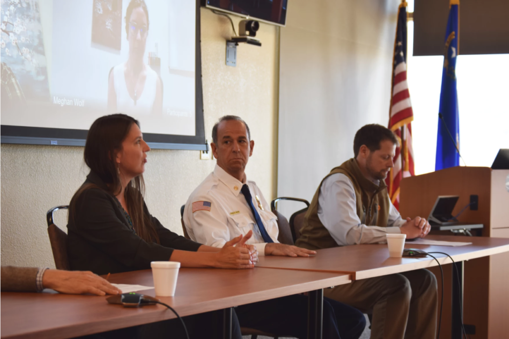 A panel of fire science experts speak at the Desert Research Institute