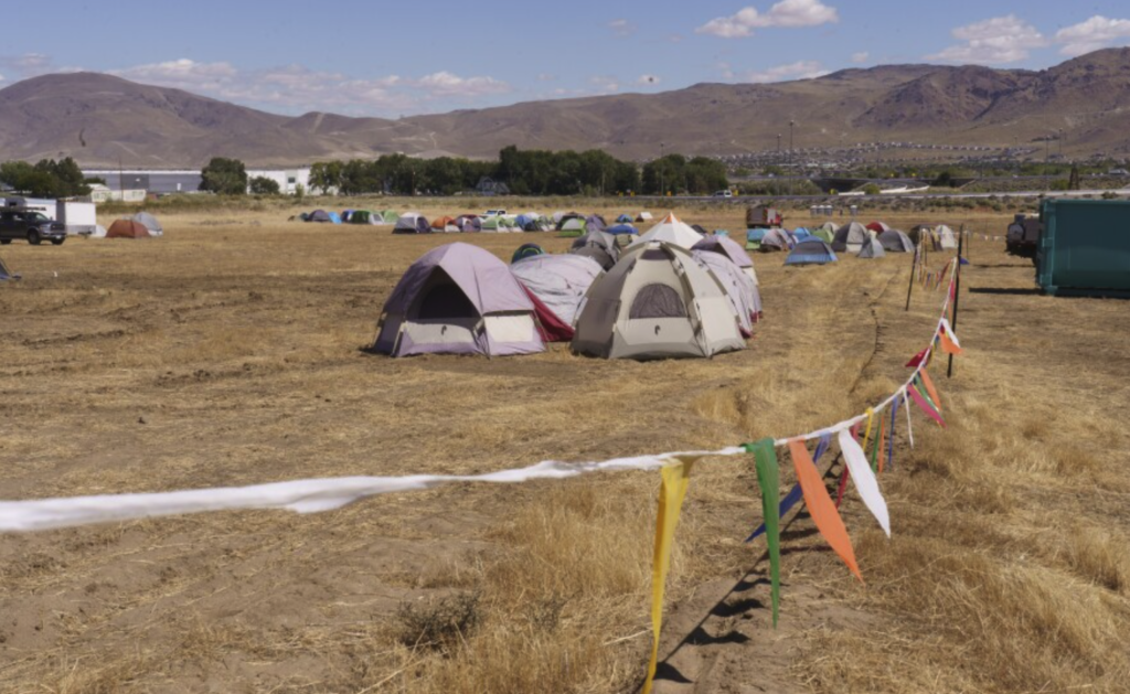 tents at the fire camp for the Davis fire