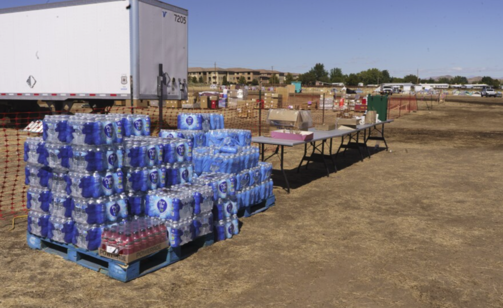 bottled water at Davis fire camp