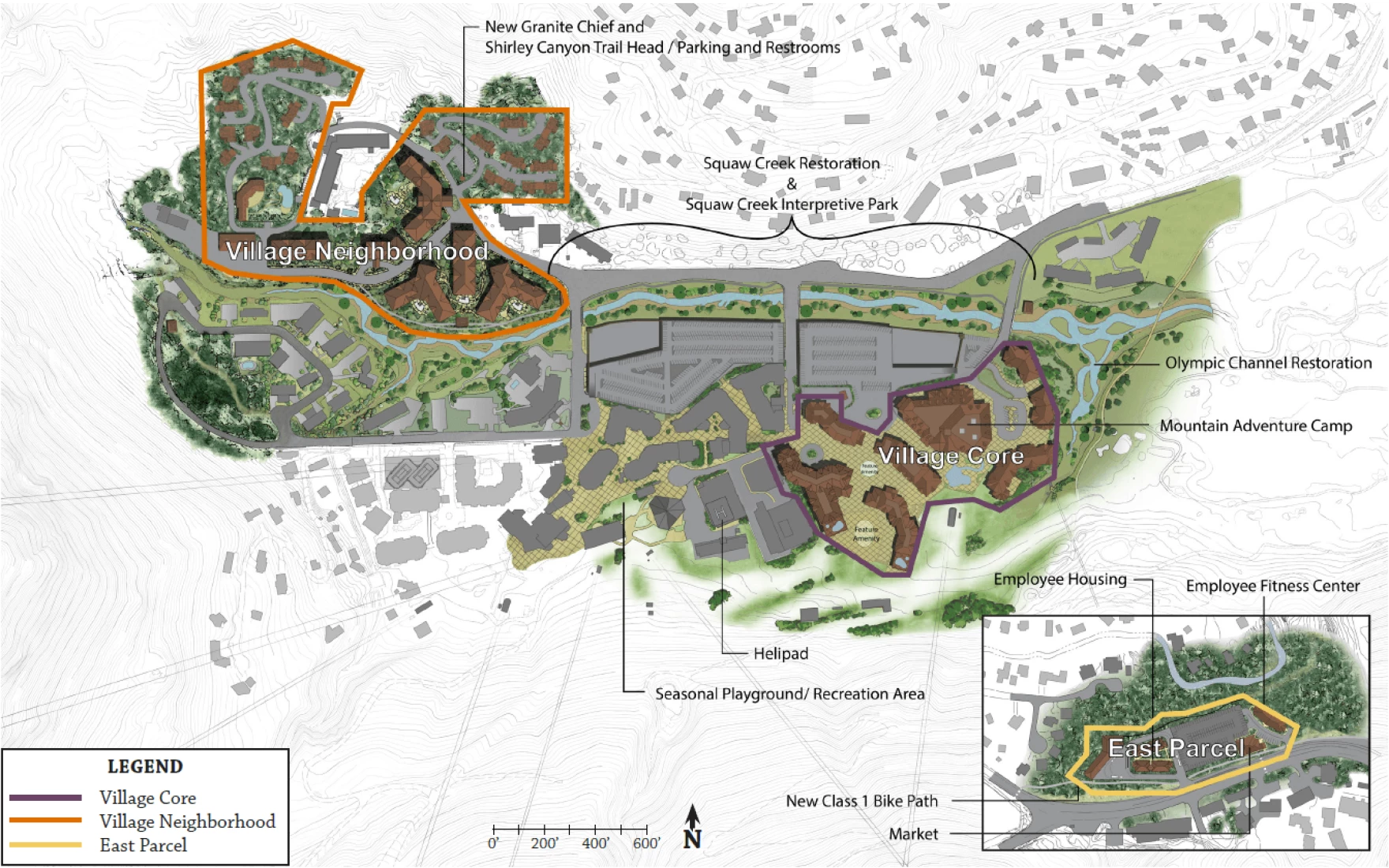 A concept map of the Village at Palisades development proposal from 2015.