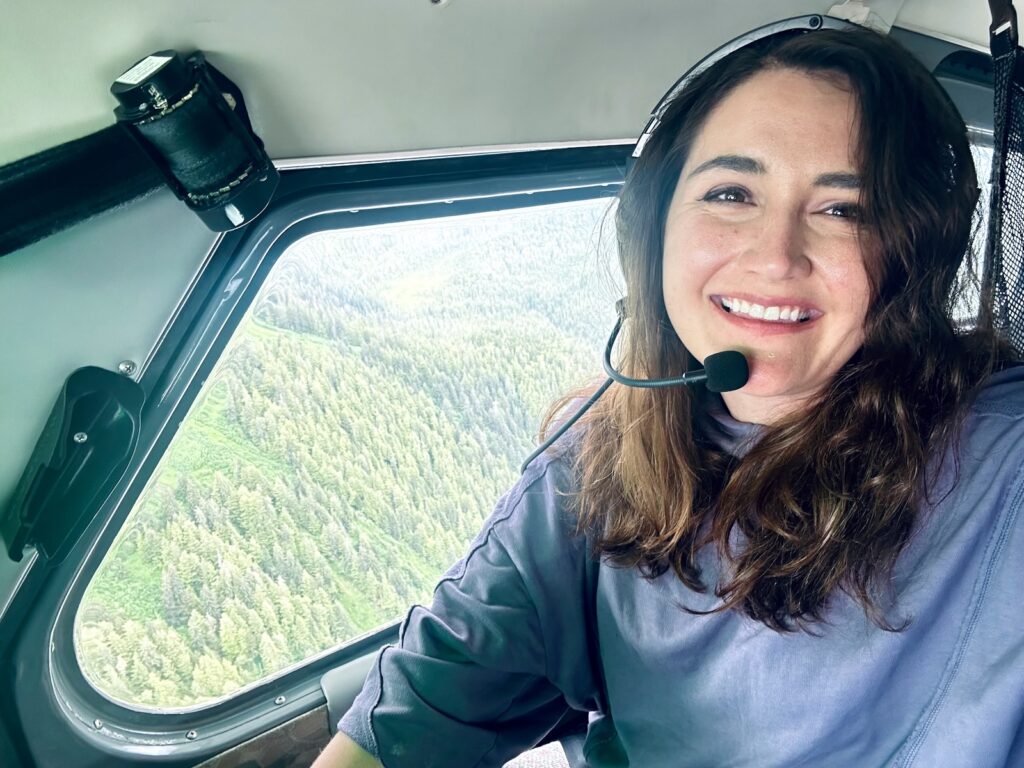 Shelby on a plane above Petersburg, Alaska