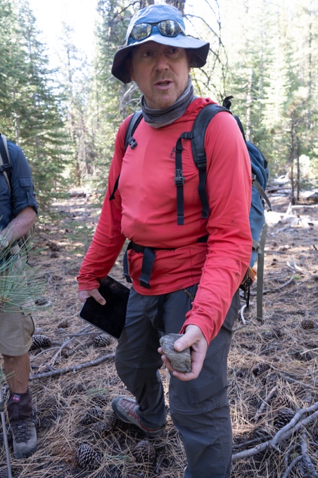 Philipp Ruprecht holds a rock sample at Lassen Volcanic National Park.