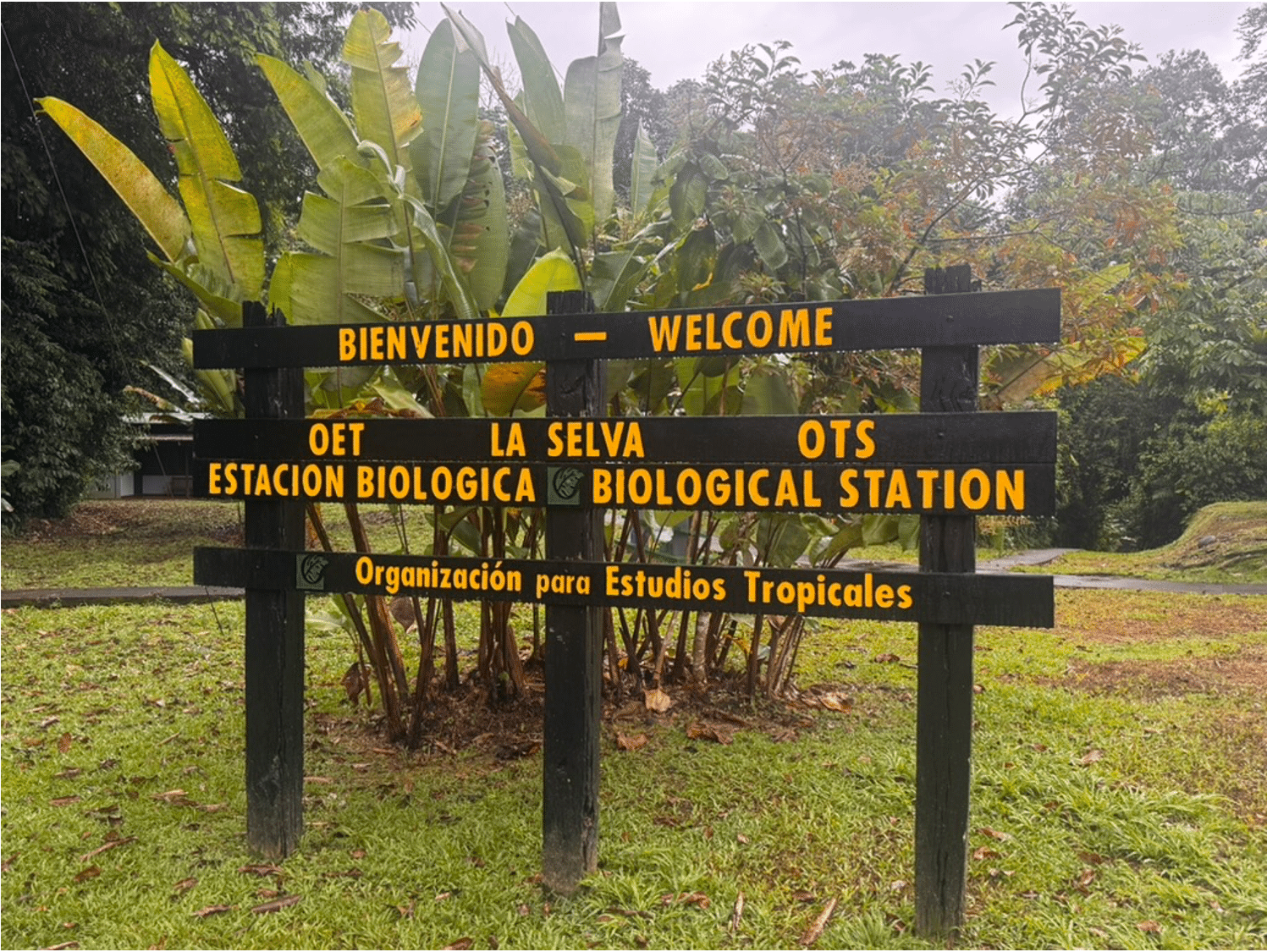 Welcome sign at the entrance of La Selva Biological Station
