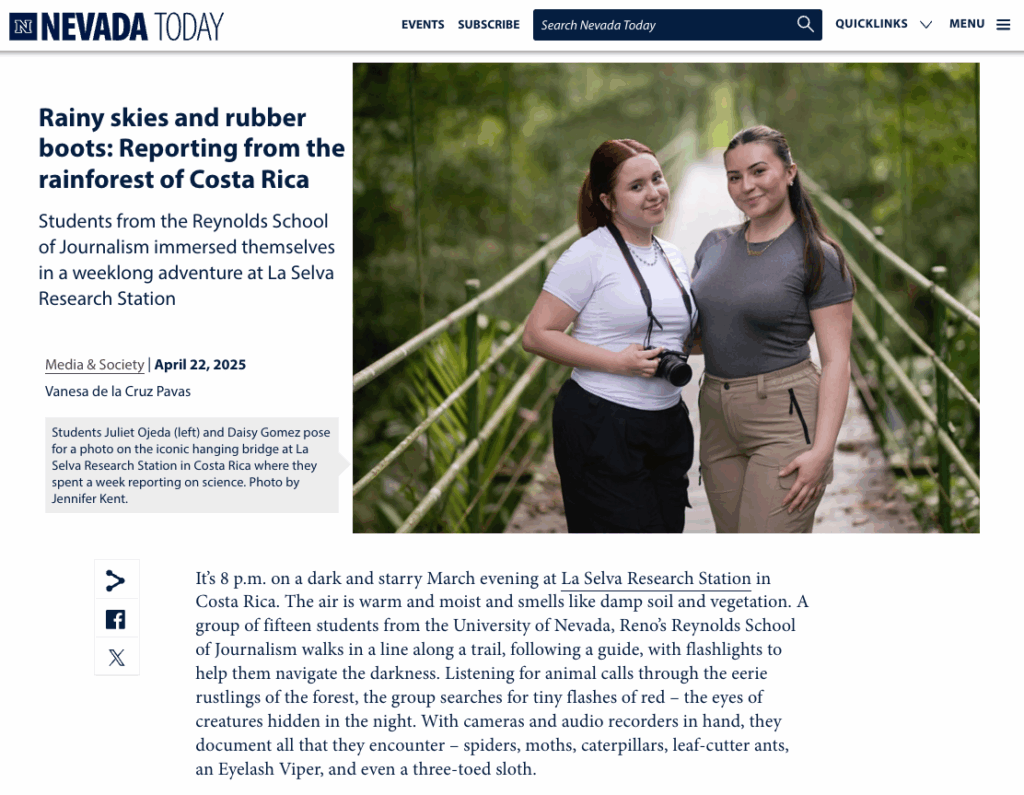 Screenshot of Nevada Today story