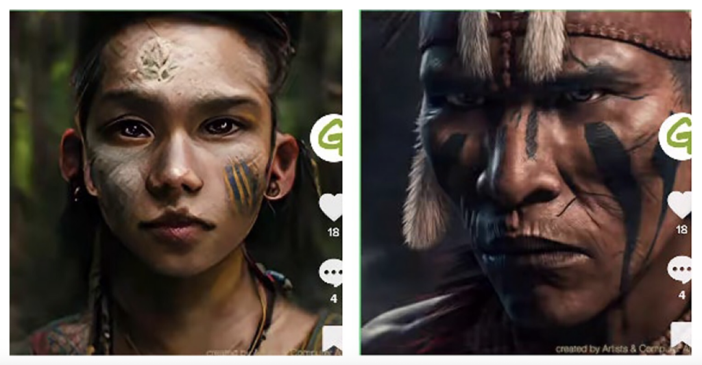 AI-generated imagery showing Indigenous representations of people of the future.