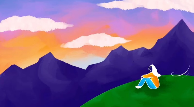 woman watching sunset