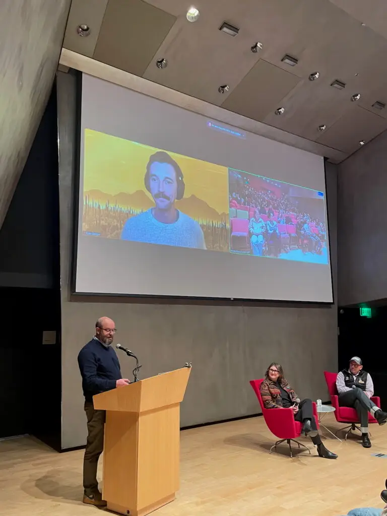 panelists discuss The American West film at Nevada Museum of Art