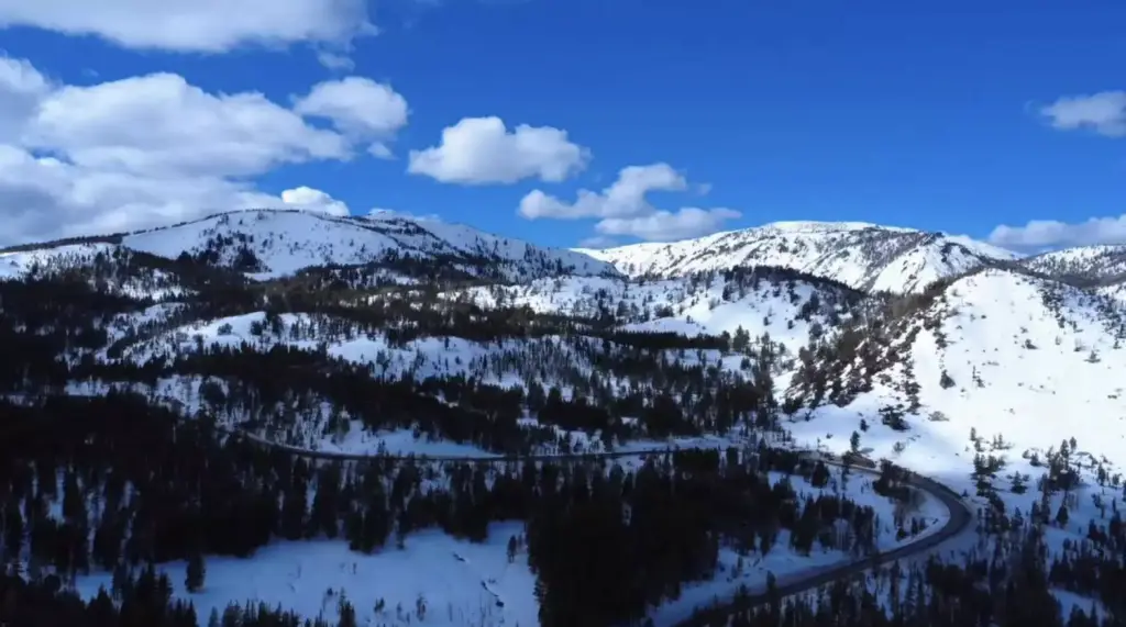 Drone shot of Mt. Rose, where the SNOTEL site is located.